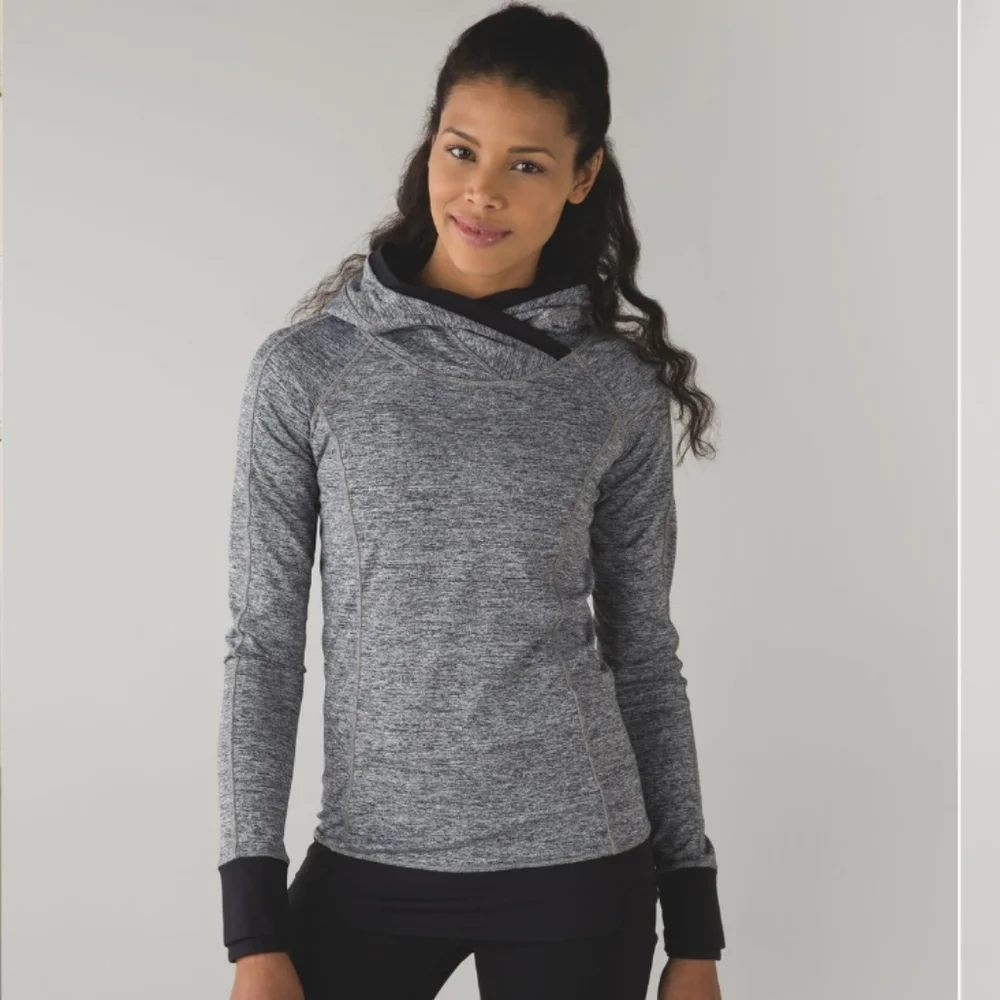 Lululemon Think Fast Hoodie Space Dye Camo Black Dark Slate / Black Size 4
